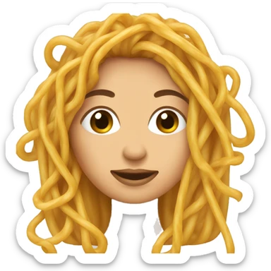 a woman’s face with spaghetti as hair sticker