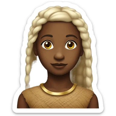crea emoji de una niña pequeña africana prehistorica sticker