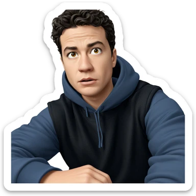 boy in hoodie staring ahead sticker