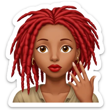 Afrolatina with red dread locs sending a kiss sticker