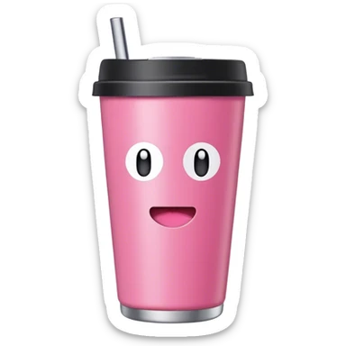 Pink Stanley tumbler with lid sticker