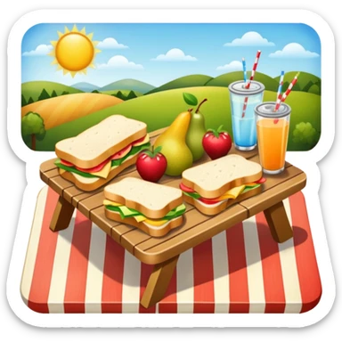 picnic table with food items on it sticker