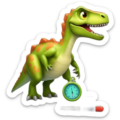 sick dinosaur with thermometer sticker