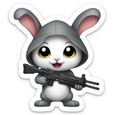 Cute bunny who hold a weapon  sticker