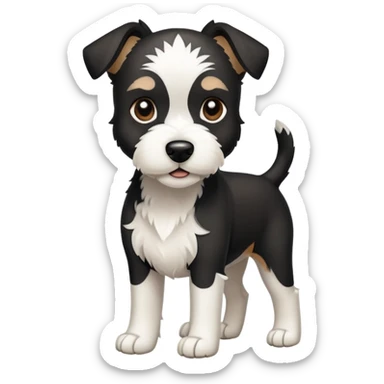 Black and white terrier dog full body sticker