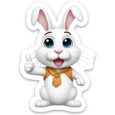 Cute bunny sticking out tongue and hold peace sign sticker