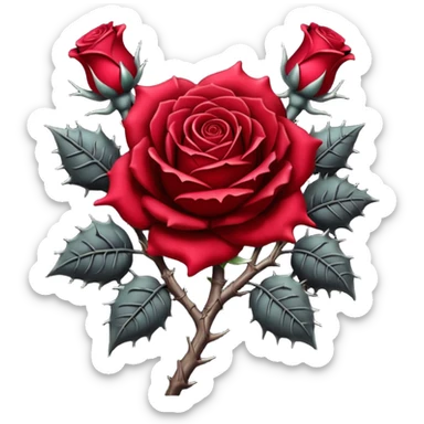 gothic rose with skulls and thorns  sticker