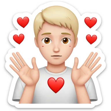 person making broken heart hands sticker