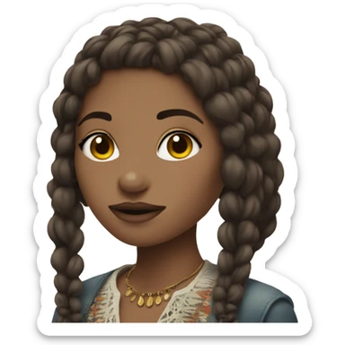 Brunette boho girl with face piercings sticker