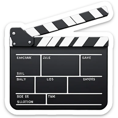 super minimalist clapperboard, clean lines, basic geometric shapes only, monochromatic design sticker