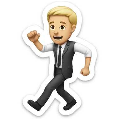 man with exiting sticker