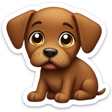 Sad brown puppy farting sticker