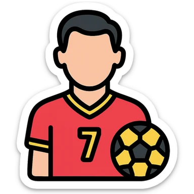 color outline icon of a soccer player with short dark hair, inspired by Cristiano Ronaldo sticker