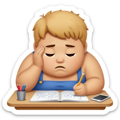 Fat boy doodle stress hard work  sticker