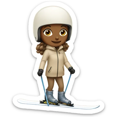girl on a beige skis sticker