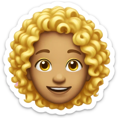 yellow with light pink eyes and curly temp fade and braces sticker