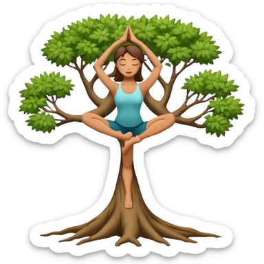 A serene woman in Tree Pose (Vrksasana) sticker