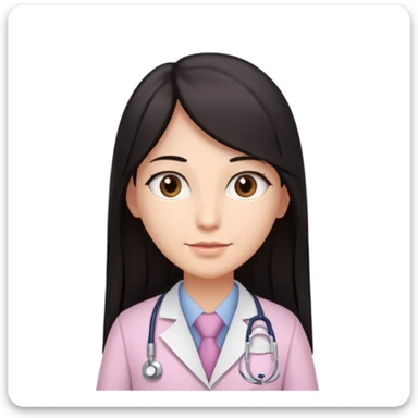 gastroenterologist with dark long straight hair and brown eyes, light pink theme, variation 4 sticker