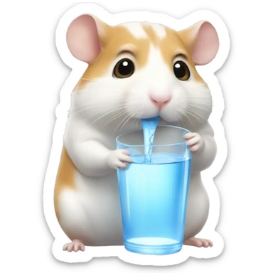 A hamster drinking water sticker