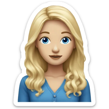 Blonde girl with blue eyes and long hair sticker