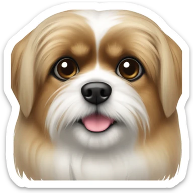 Pomeranian Shih Tzu mix with brown and white coat sticker