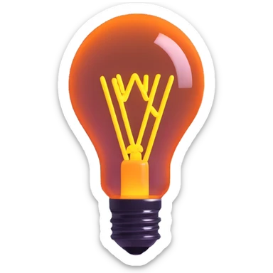 neon lightbulb, glowing blue and pink, soft glossy highlight, modern minimal shape sticker