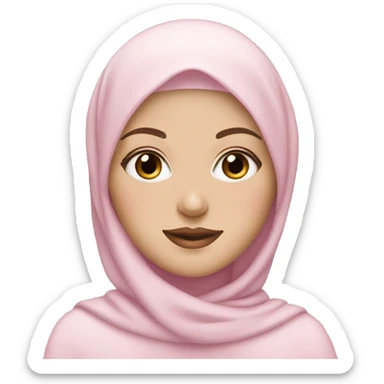White girl with makeup on and light pink hijab  sticker