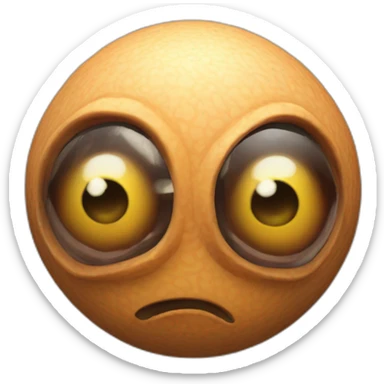 3d sphere with a cartoon Hoglin skin texture with big underdeveloped eyes sticker