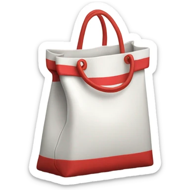 White bag with thank you in red written on it repeated on it 3 times  sticker