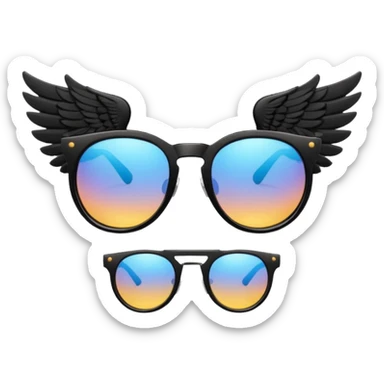 fancy hipster sunglasses with wings sticker
