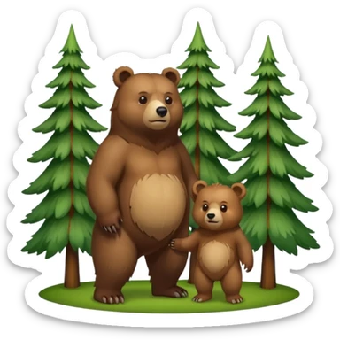 a bear and its cub standing sticker