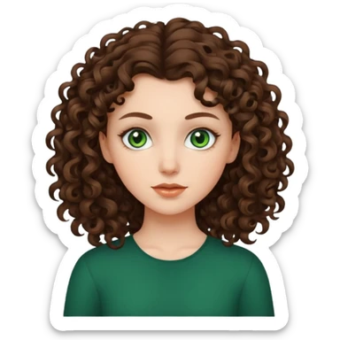 White, green-eyed, brunette girl with somehow curly hair sticker