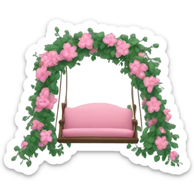 A swing made from pink flower and vines sticker