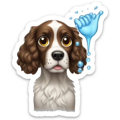 spaniel with glass spray in hands sticker