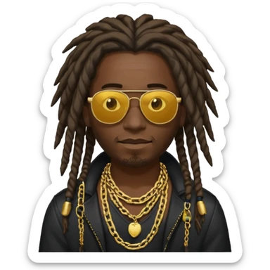 Man with dreadlocks, dark sunglasses and gold chain  sticker