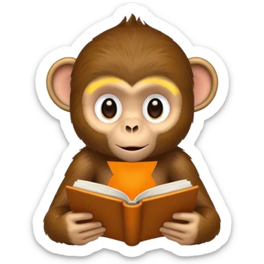 Monkey with book sticker
