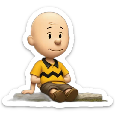 charlie brown in the style of norman rockwell sticker