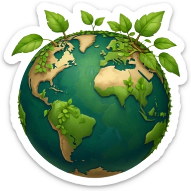 globe with plants sprouting all over it sticker