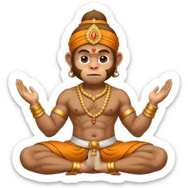 Hanuman ji monkey face hunk build body having mukut and dhoti and should be seated in pease to pray Ramji sticker