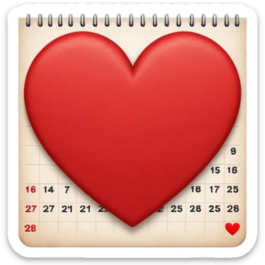 calendar page with a heart symbol sticker