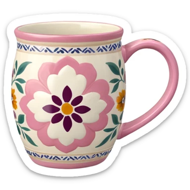 Pink white & beige Talavera mug sticker