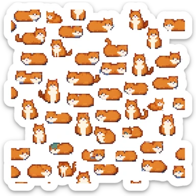 round chubby orange cat, entire body sticker