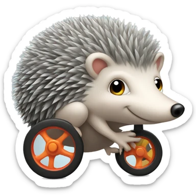 grey hedgehog on wheels for baby sticker