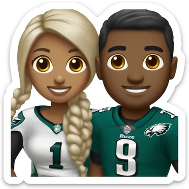 Brown skin couple in  Philadelphia Eagles clothing sticker