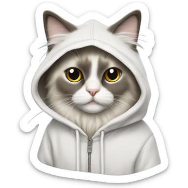 Ragdoll cat wearing a hoodie sticker