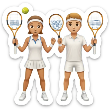 two tennis players of European appearance sticker