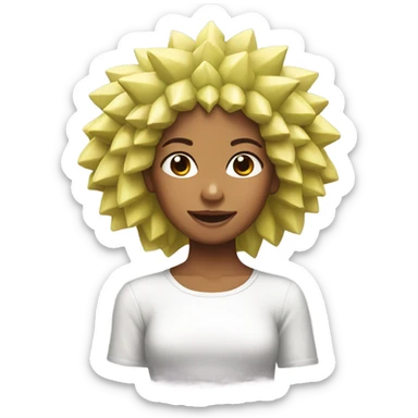 Girl with durian hair sticker