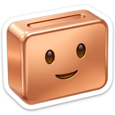 Create an Android-style cartoon emoji of a copper ingot. Make it simple, flat, and stylized with solid copper colors, no shine, no reflections, no gradients, and no faces or expressions. Keep the shapes clean, rounded, and consistent with modern Android emoji aesthetics.


 sticker