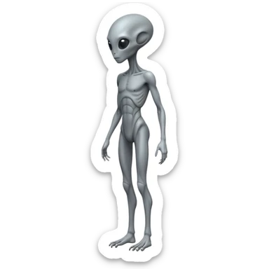 fullbody humanoid gray alien direct sideview sticker