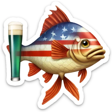 Redneck fish with beer and an American flag sticker